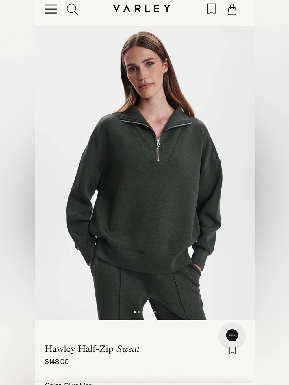 Varley Hawley Half-Zip Sweat —dark grey